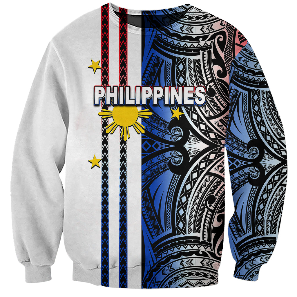 Custom Philippines Sweatshirt Polynesian Tribal White LT6 Unisex White - Polynesian Pride
