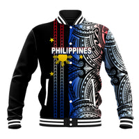 Custom Philippines Baseball Jacket Polynesian Tribal Black LT6 Unisex Black - Polynesian Pride