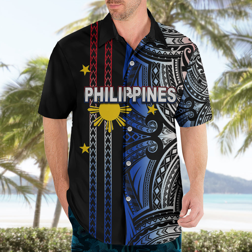 Custom Philippines Hawaiian Shirt Polynesian Tribal Black LT6 - Polynesian Pride