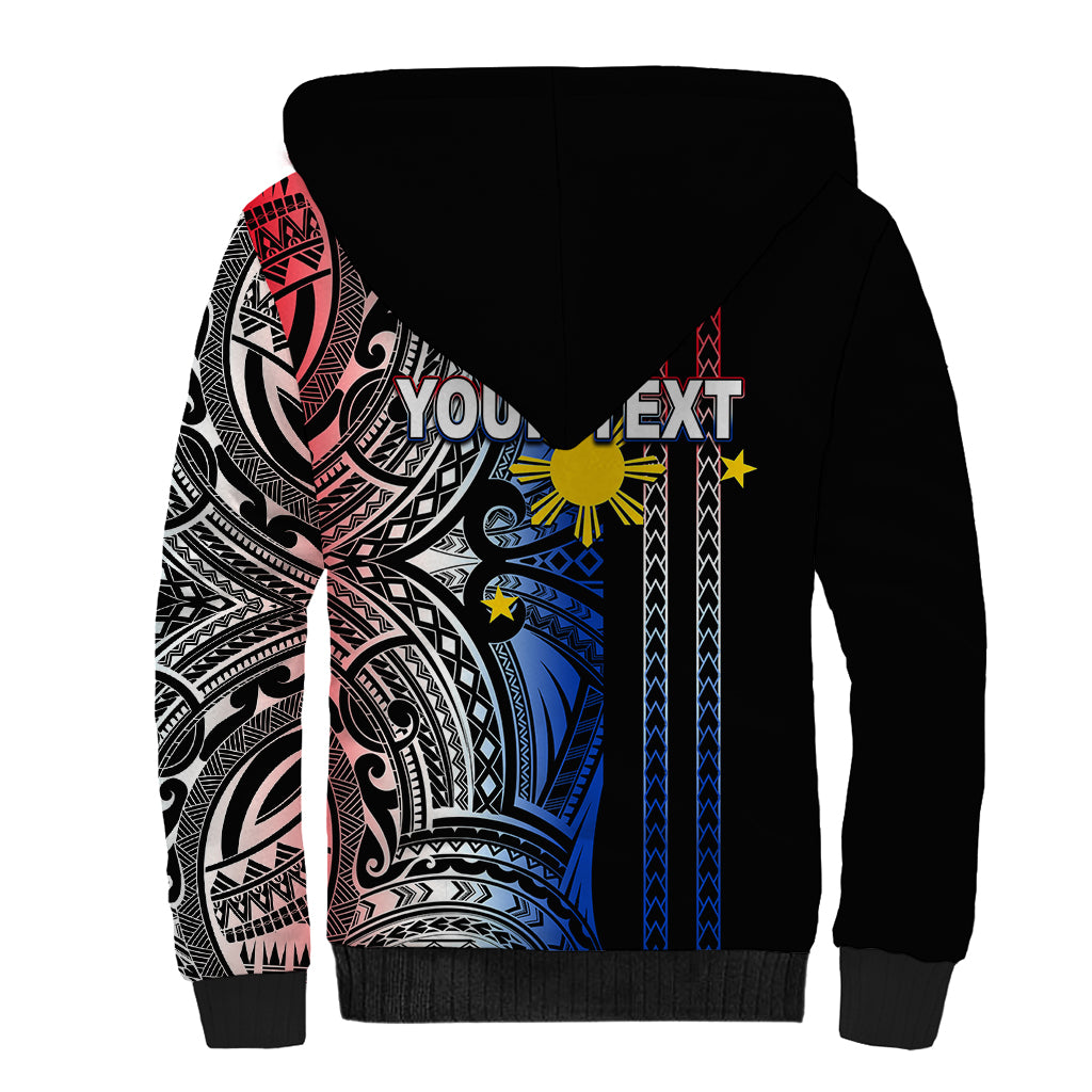 Custom Philippines Sherpa Hoodie Polynesian Tribal Black LT6 - Polynesian Pride