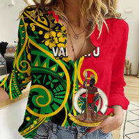 (Custom Personalised) Vanuatu Women Casual Shirt Polynesian Patterns LT6 Female Green - Polynesian Pride