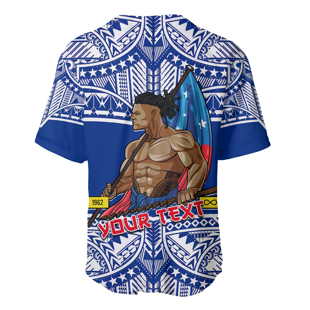 (Custom Personalised) Samoa Pride Baseball Jersey Tribal Patterns Blue LT6 - Polynesian Pride