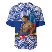 (Custom Personalised) Samoa Pride Baseball Jersey Tribal Patterns Blue LT6 - Polynesian Pride