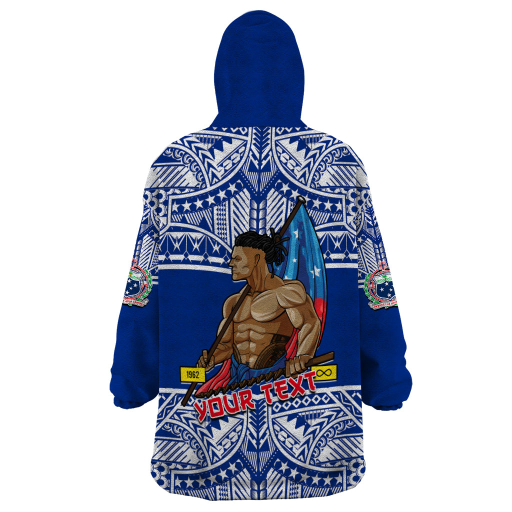 (Custom Personalised) Samoa Pride Wearable Blanket Hoodie Tribal Patterns Blue LT6 - Polynesian Pride