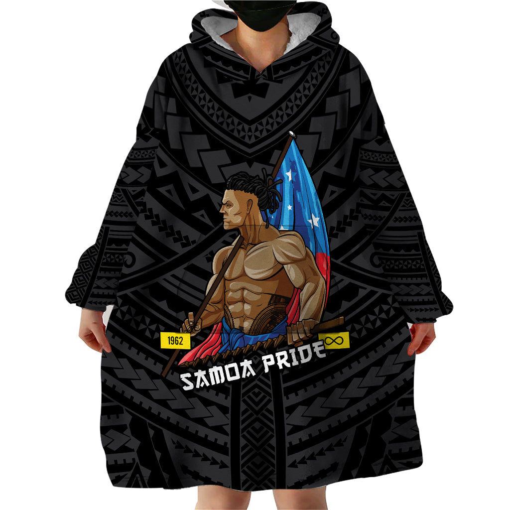 (Custom Personalised) Samoa Pride Wearable Blanket Hoodie Simple Black Style LT6 - Polynesian Pride