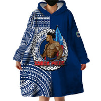 (Custom Personalised) Samoa Pride Wearable Blanket Hoodie Polynesian Patterns Blue LT6 - Polynesian Pride