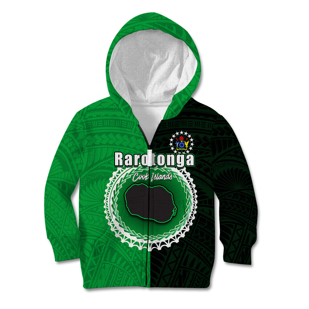 Custom Rarotonga Of Cook Islands Kid Hoodie Mix Half Black LT6 - Polynesian Pride