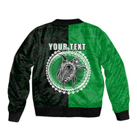 Custom Rarotonga Of Cook Islands Sleeve Zip Bomber Jacket Mix Half Black LT6 - Polynesian Pride