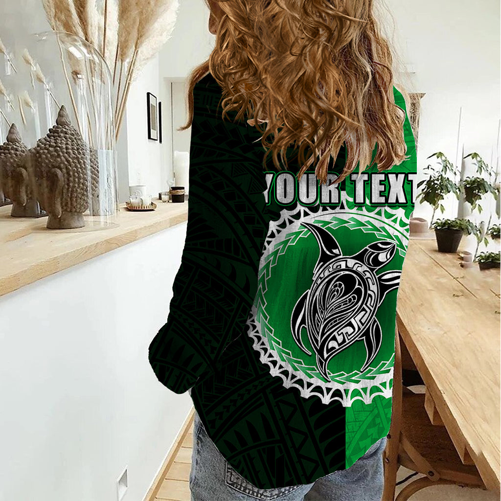 Custom Rarotonga Of Cook Islands Women Casual Shirt Mix Half Black LT6 - Polynesian Pride