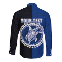 Custom Rakahanga Of Cook Islands Long Sleeve Button Shirt Mix Half Black LT6 - Polynesian Pride