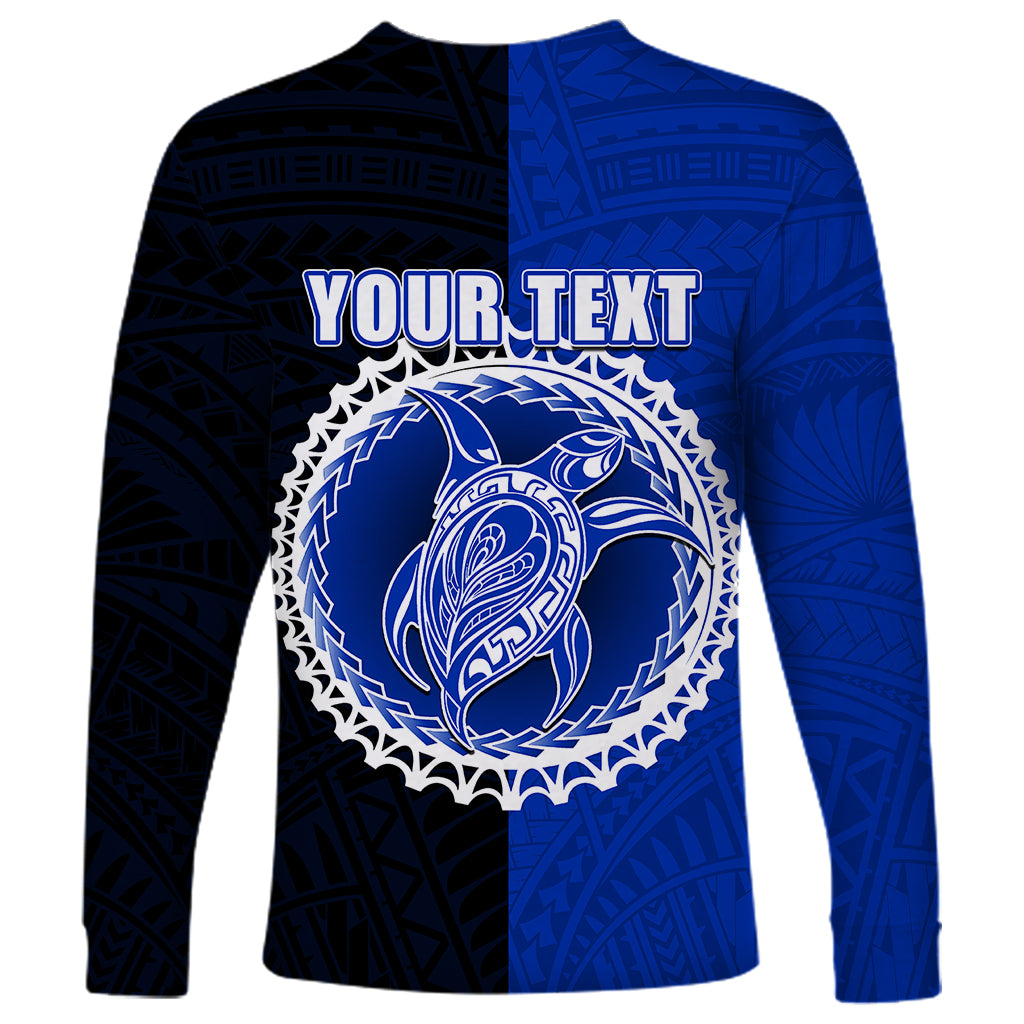 Custom Pukapuka Of Cook Islands Long Sleeve Shirt Mix Half Black LT6 - Polynesian Pride