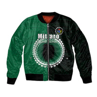 Custom Mitiaro Of Cook Islands Bomber Jacket Mix Half Black LT6 Unisex Green - Polynesian Pride