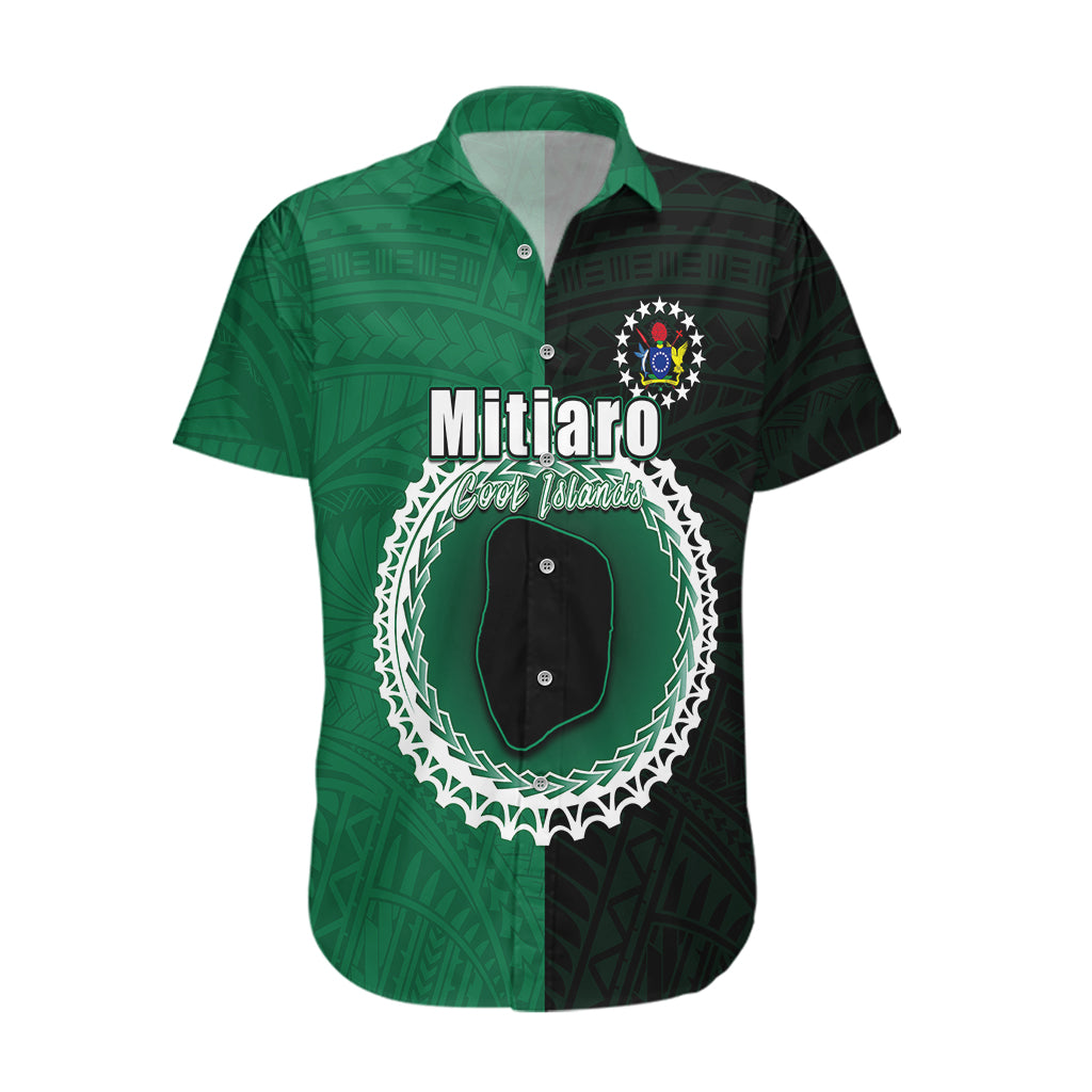 Custom Mitiaro Of Cook Islands Hawaiian Shirt Mix Half Black LT6 Green - Polynesian Pride