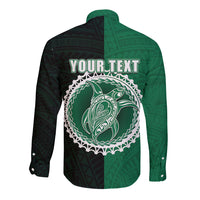 Custom Mitiaro Of Cook Islands Long Sleeve Button Shirt Mix Half Black LT6 - Polynesian Pride