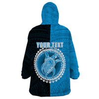 Custom Mauke Of Cook Islands Wearable Blanket Hoodie Mix Half Black LT6 - Polynesian Pride