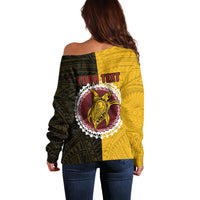 Custom Manihiki Of Cook Islands Off Shoulder Sweater Mix Half Black LT6 - Polynesian Pride