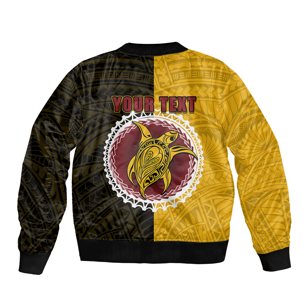 Custom Manihiki Of Cook Islands Sleeve Zip Bomber Jacket Mix Half Black LT6 - Polynesian Pride
