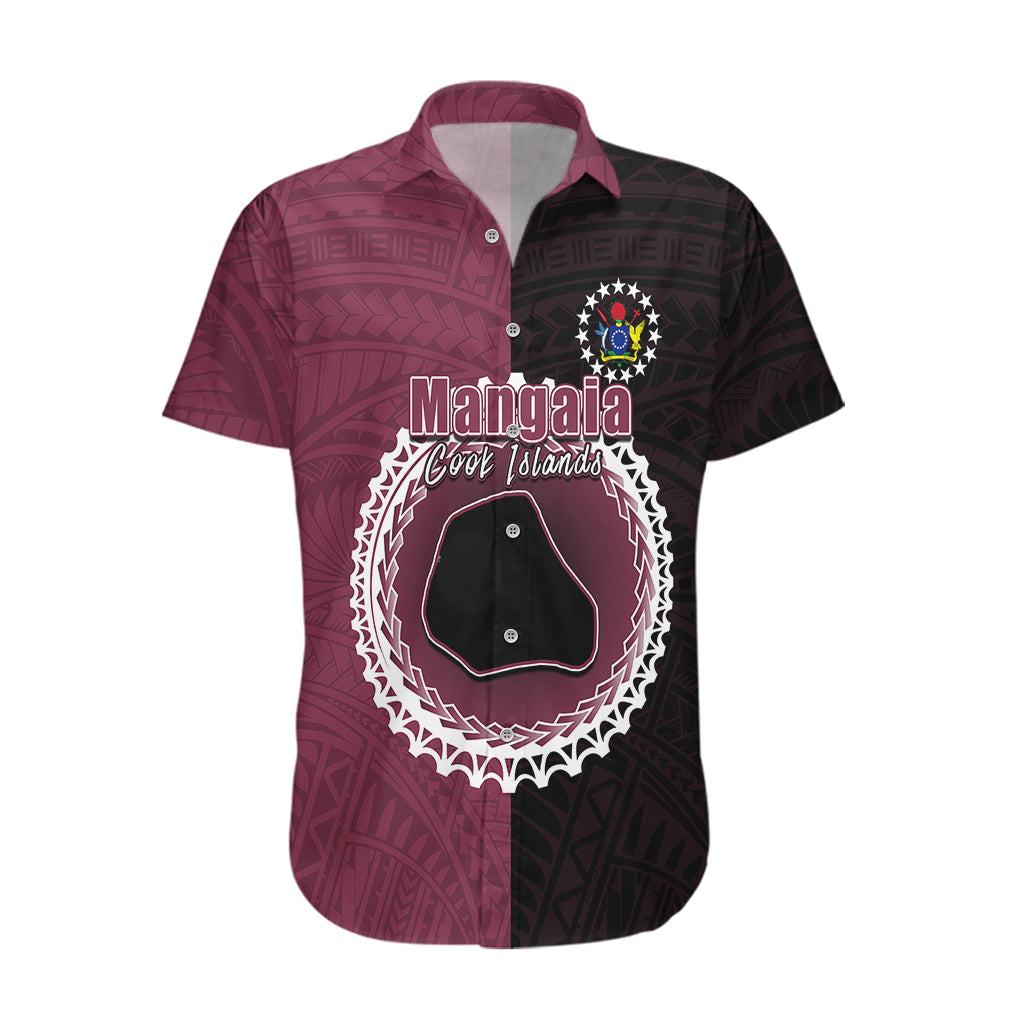 Custom Mangaia Of Cook Islands Hawaiian Shirt Mix Half Black LT6 Maroon - Polynesian Pride
