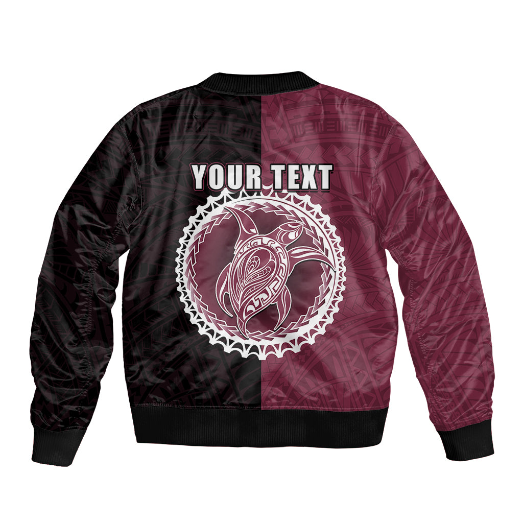 Custom Mangaia Of Cook Islands Sleeve Zip Bomber Jacket Mix Half Black LT6 - Polynesian Pride