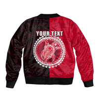 Custom Atiu Of Cook Islands Sleeve Zip Bomber Jacket Mix Half Black LT6 - Polynesian Pride