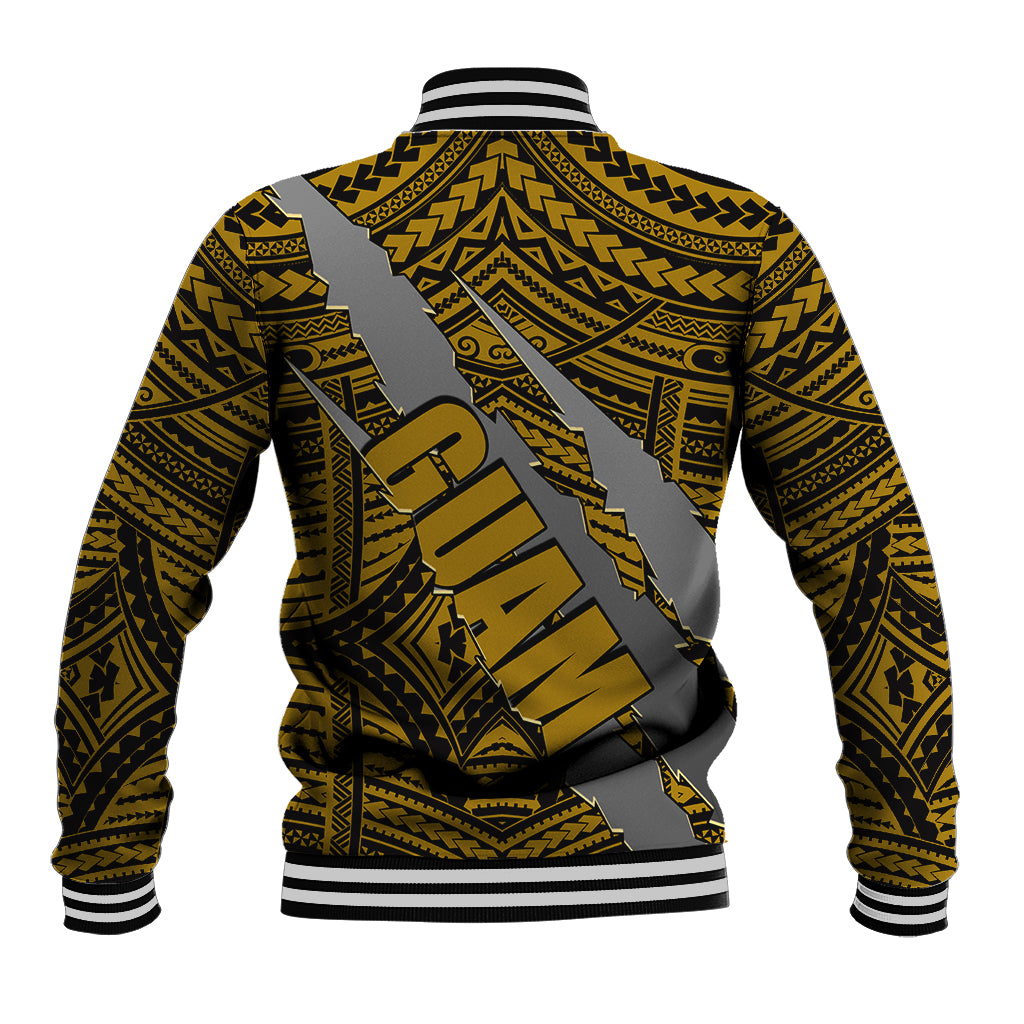 Polynesian Guam Baseball Jacket with Coat Of Arms Claws Style - Gold LT6 - Polynesian Pride