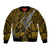 Polynesian Guam Bomber Jacket with Coat Of Arms Claws Style - Gold LT6 Unisex Gold - Polynesian Pride