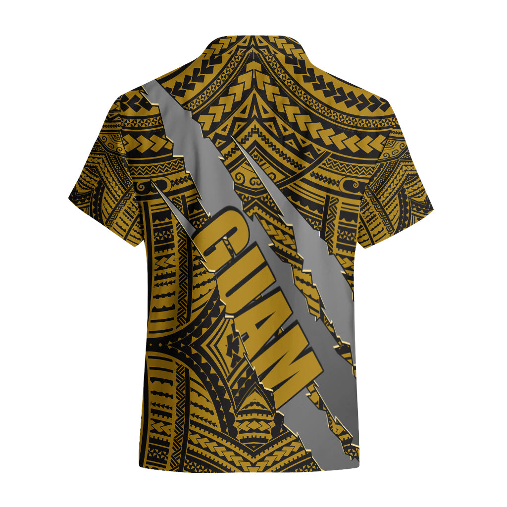 Polynesian Guam Hawaiian Shirt with Coat Of Arms Claws Style - Gold LT6 - Polynesian Pride