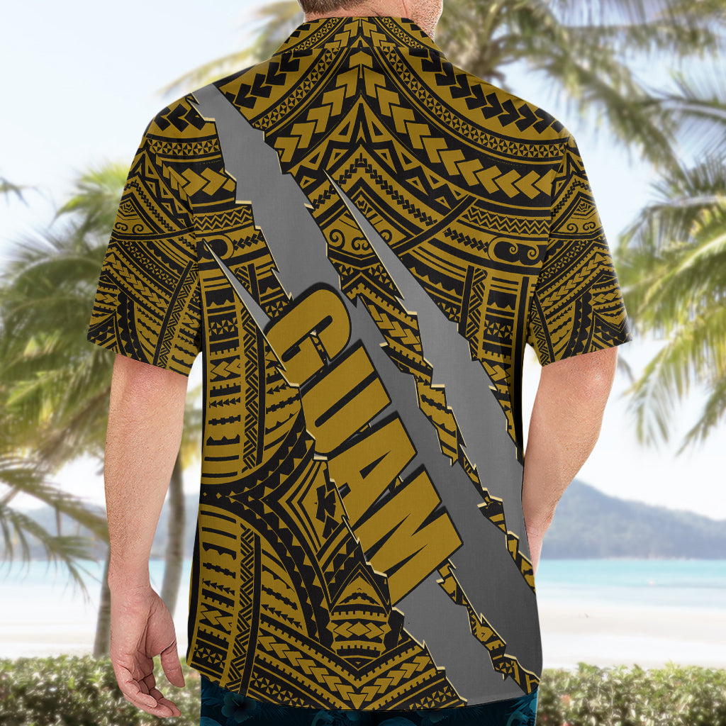 Polynesian Guam Hawaiian Shirt with Coat Of Arms Claws Style - Gold LT6 - Polynesian Pride