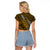 Polynesian Guam Raglan Cropped T Shirt with Coat Of Arms Claws Style - Gold LT6 - Polynesian Pride