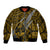 Polynesian Guam Sleeve Zip Bomber Jacket with Coat Of Arms Claws Style - Gold LT6 Unisex Gold - Polynesian Pride