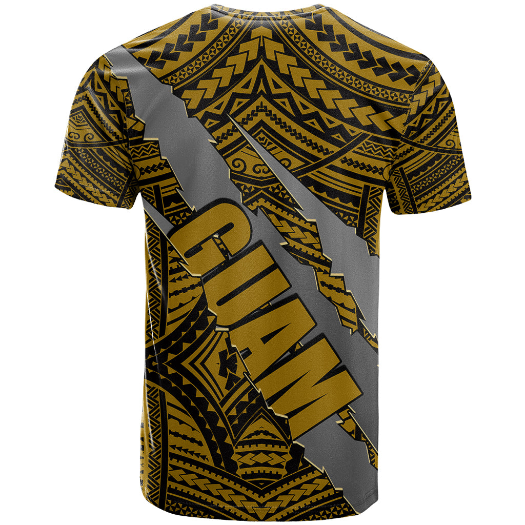 Polynesian Guam T Shirt with Coat Of Arms Claws Style Gold LT6 - Polynesian Pride