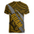 Polynesian Guam Women V Neck T Shirt with Coat Of Arms Claws Style - Gold LT6 - Polynesian Pride