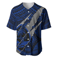 Polynesian Guam Baseball Jersey with Coat Of Arms Claws Style - Blue LT6 Blue - Polynesian Pride
