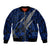 Polynesian Guam Bomber Jacket with Coat Of Arms Claws Style - Blue LT6 Unisex Blue - Polynesian Pride
