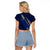 Polynesian Guam Raglan Cropped T Shirt with Coat Of Arms Claws Style - Blue LT6 - Polynesian Pride
