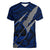 Polynesian Guam Women V Neck T Shirt with Coat Of Arms Claws Style - Blue LT6 Female Blue - Polynesian Pride