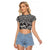 Polynesian Guam Raglan Cropped T Shirt with Coat Of Arms Claws Style - White LT6 Female White - Polynesian Pride