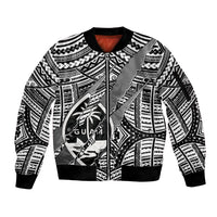 Polynesian Guam Sleeve Zip Bomber Jacket with Coat Of Arms Claws Style - White LT6 Unisex White - Polynesian Pride