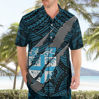 Polynesian Fiji Hawaiian Shirt with Coat Of Arms Claws Style - Blue LT6 - Polynesian Pride
