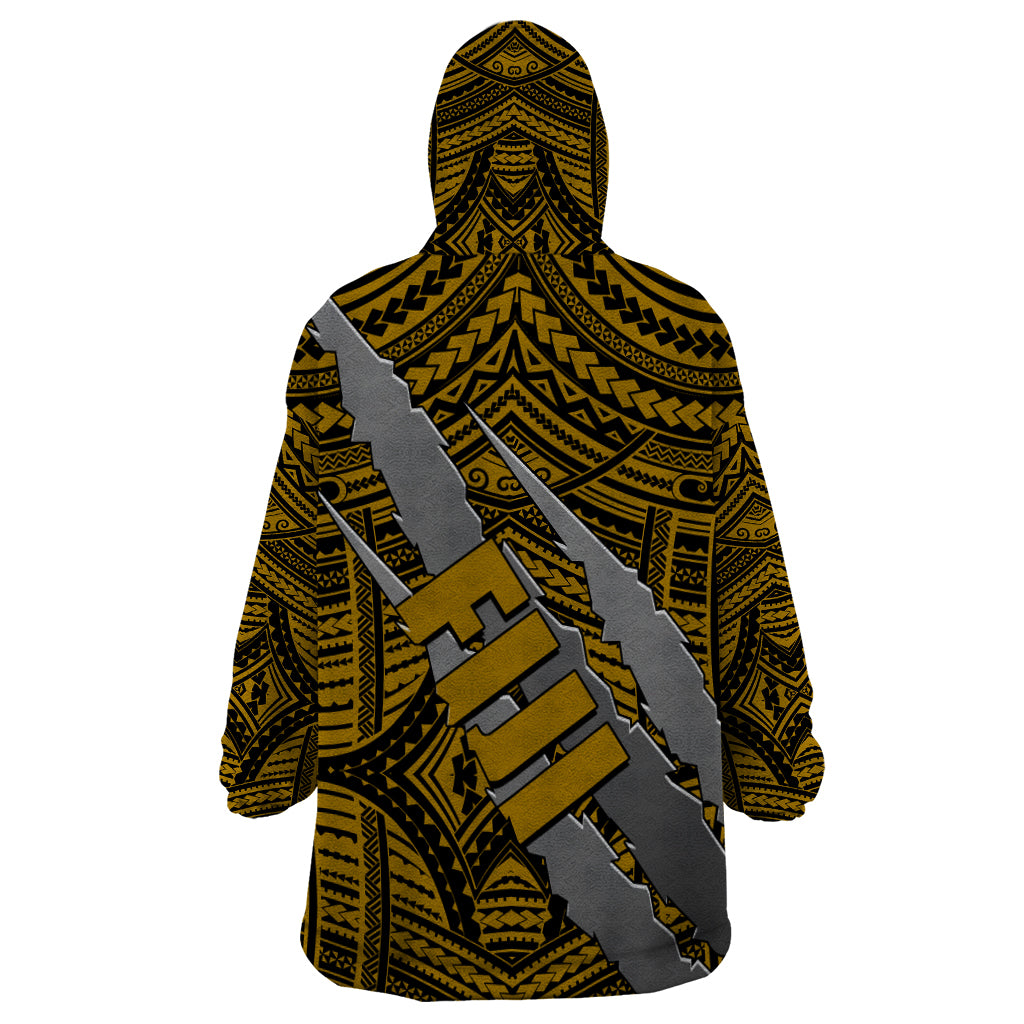 Polynesian Fiji Wearable Blanket Hoodie with Coat Of Arms Claws Style - Gold LT6 - Polynesian Pride