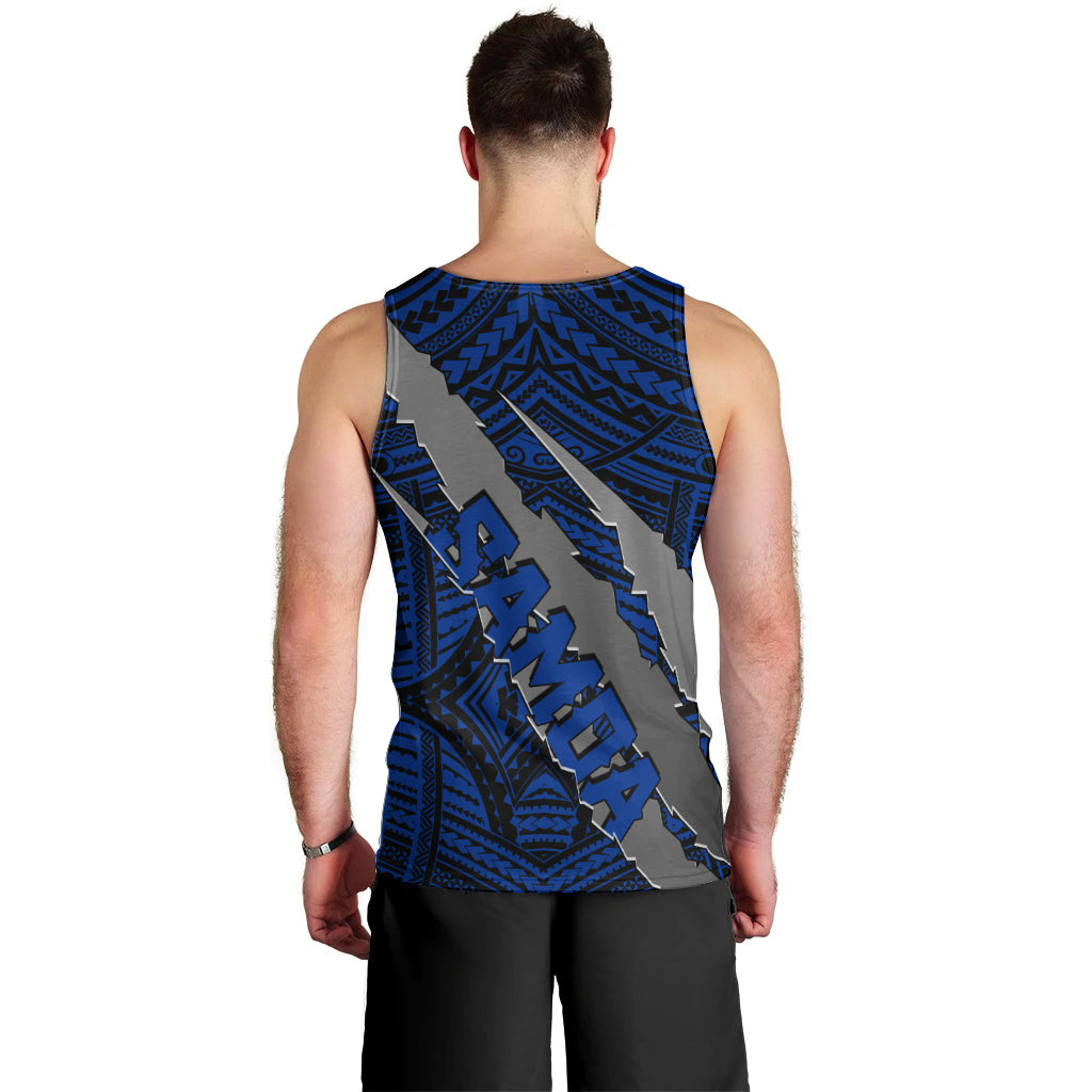 Polynesian Samoa Men Tank Top with Coat Of Arms Claws Style - Blue LT6 - Polynesian Pride