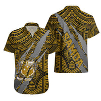 Polynesian Samoa Hawaiian Shirt with Coat Of Arms Claws Style - Gold LT6 - Polynesian Pride
