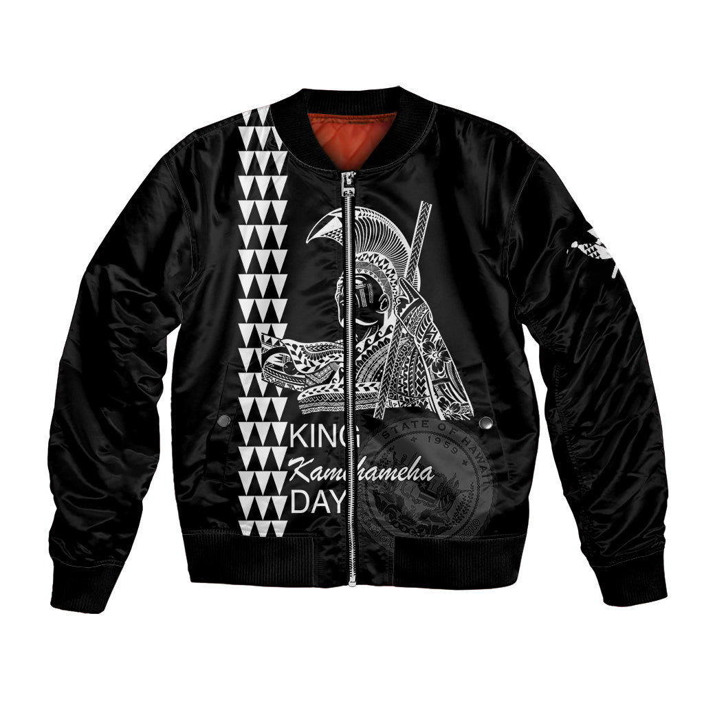 Custom Hawaii Bomber Jacket King Kamehameha Day - White LT6 Unisex White - Polynesian Pride