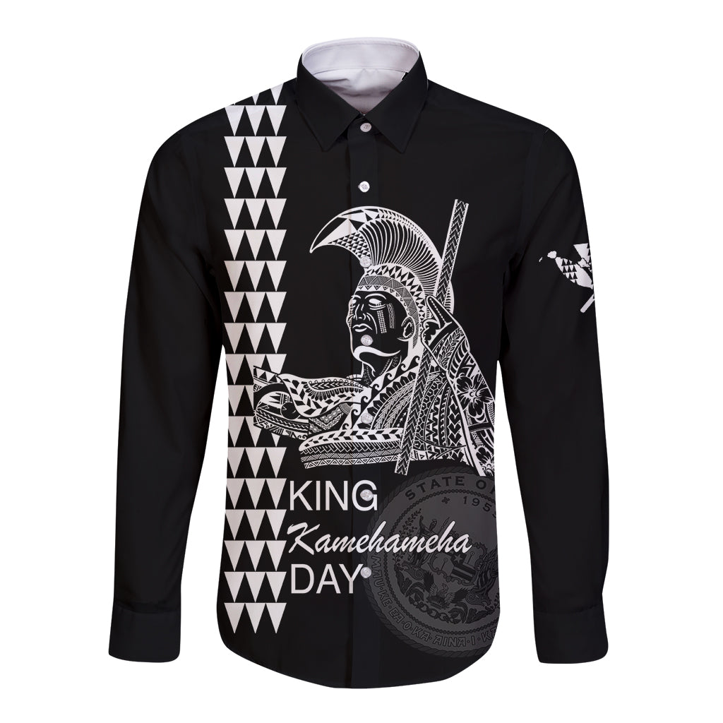 Custom Hawaii Long Sleeve Button Shirt King Kamehameha Day - White LT6 Unisex White - Polynesian Pride