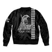 Custom Hawaii Sleeve Zip Bomber Jacket King Kamehameha Day - White LT6 - Polynesian Pride