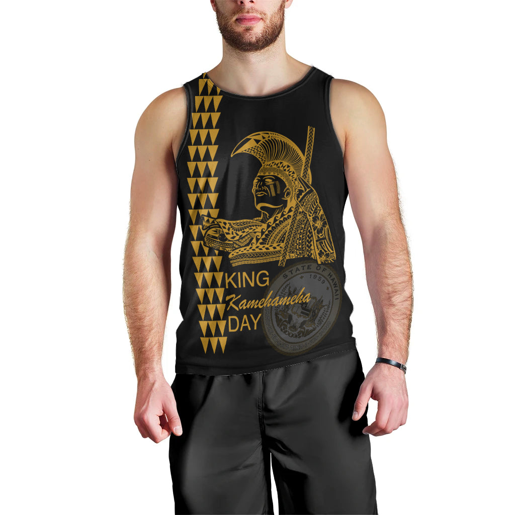 Custom Hawaii Men Tank Top King Kamehameha Day - Gold LT6 - Polynesian Pride