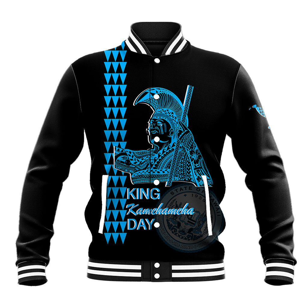 Custom Hawaii Baseball Jacket King Kamehameha Day - Blue LT6 Unisex Blue - Polynesian Pride