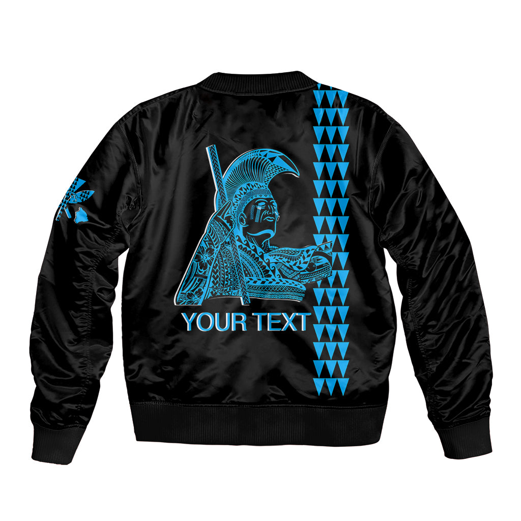 Custom Hawaii Bomber Jacket King Kamehameha Day - Blue LT6 - Polynesian Pride