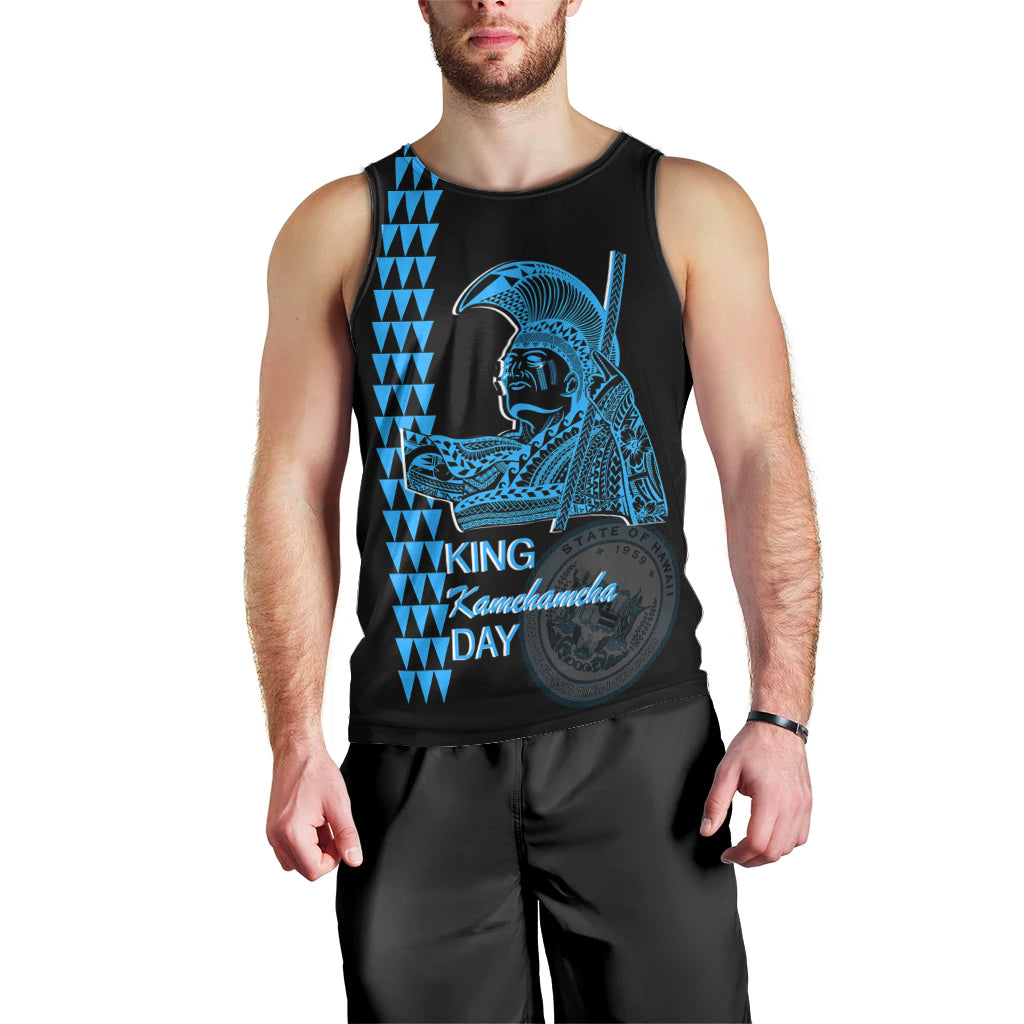 Custom Hawaii Men Tank Top King Kamehameha Day - Blue LT6 - Polynesian Pride