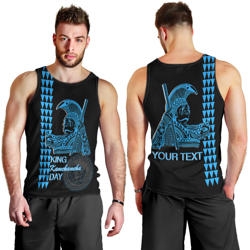 Custom Hawaii Men Tank Top King Kamehameha Day - Blue LT6 - Polynesian Pride
